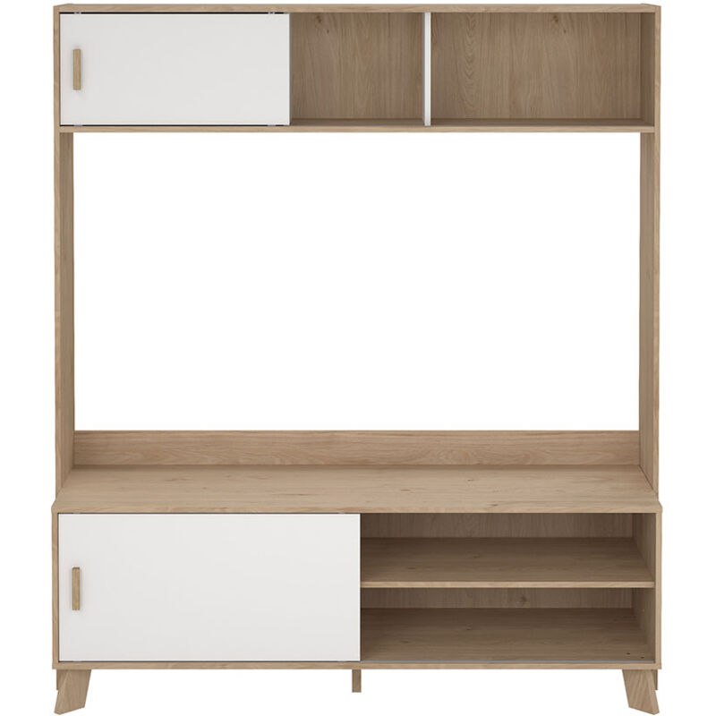 Ebuy24 - Ikast Regal System Für Tv, 2 Schiebetüren Eichen-dekor, Weiß.