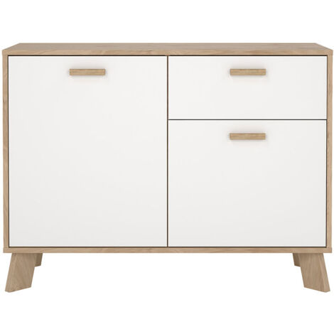 Ikast Sideboard 2 Türen, 1 Schublade Eichen-Dekor, weiß.