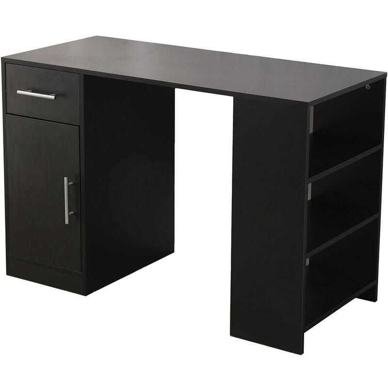 

Ikayaa Escritorio de estilo minimalista con estanterias laterales abiertas de 3 niveles, 2 cajones, oficina en casa, escritorio para computadora,