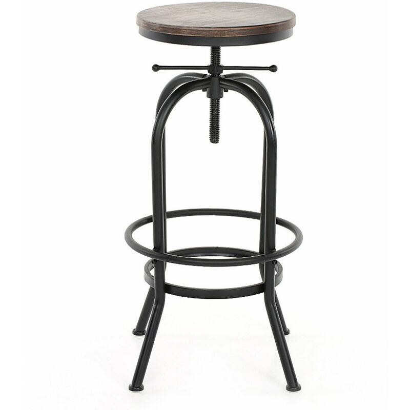 

iKayaa Taburete de barra giratorio ajustable en altura de estilo industrial Madera de pino natural Cocina Comedor Silla de desayuno