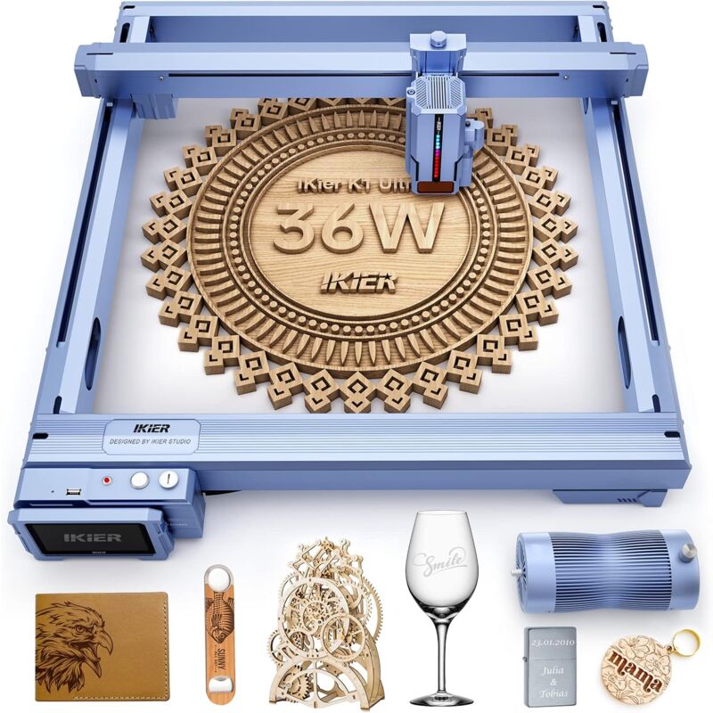 Atomstack - ikier K1 Ultra Graveur Laser avec Pompe d'Assistance à Air Automatique, Découpeur et Graveur Laser de Sortie 36W, Machine de Gravure