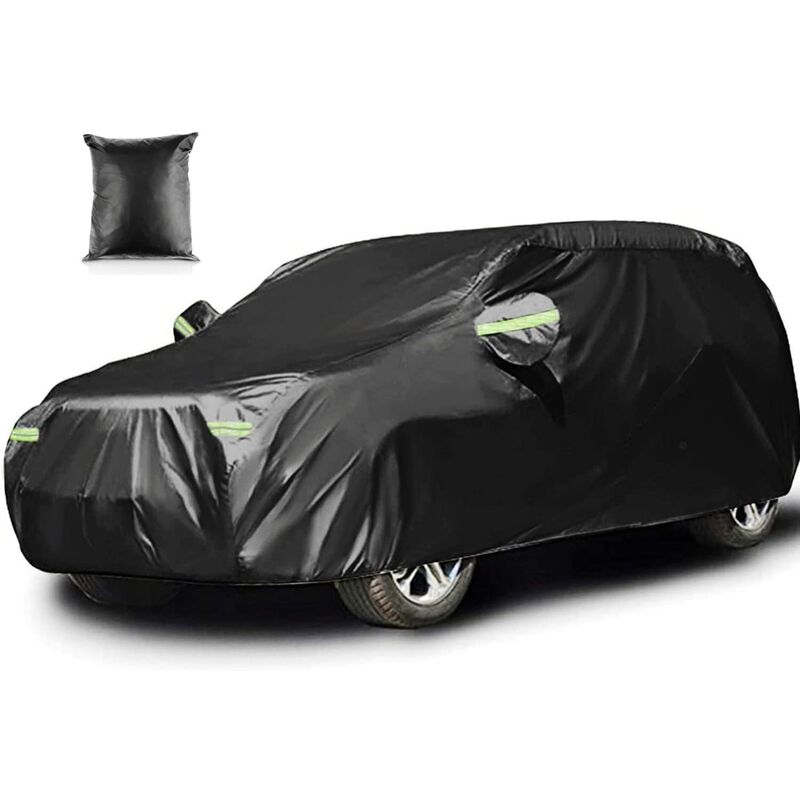 Bâche Voiture Impermeable Housse de Voiture Contre Soleil Neige poussière Vent Taille Universelle (4.85 1.9 1.85m/ suv /210T Noir)
