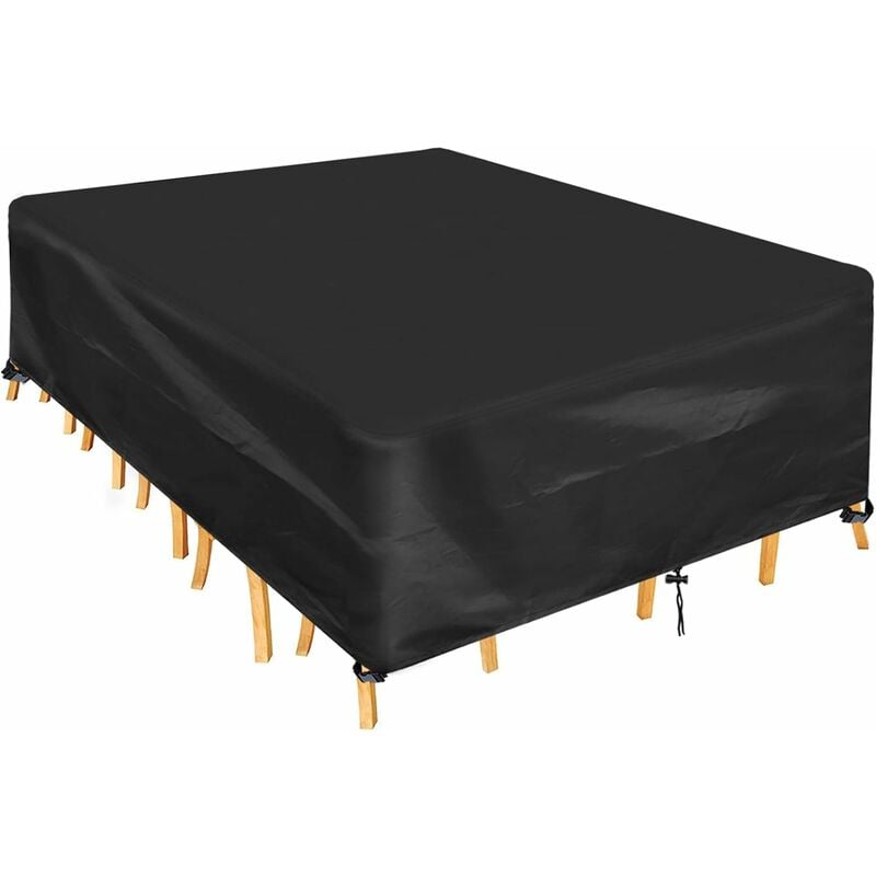 Housse de Protection pour Table, Rectangulaire Housse Salon de Jardin Imperméable, Anti-UV, 420D Oxford Tissu Housse de Table Chaise Meubles de