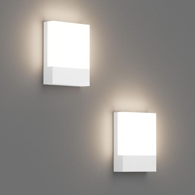 Lot de 2 24W Lampe Murale led Interieur/Exterieur, Applique Murale Blanc Modernes en Aluminium, Éclairage Mural pour Entrée Couloir Escaliers, Blanc