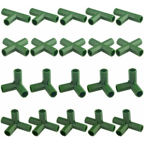 Ikodm – Lot de 20 connecteurs de cadre de jardinage – Matériau PP durable – Pour tuyaux de 11 mm – Support pour plantes grimpantes