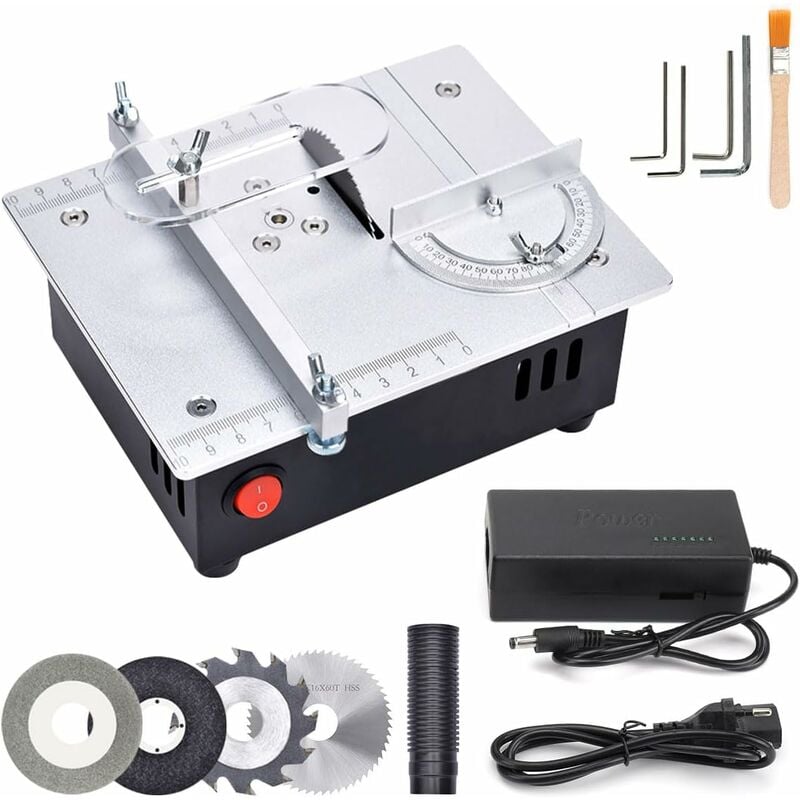 Ikodm - Mini scie circulaire de table, S3 miniature de précision électrique courbe scie de table Liftable lame de scie avec profondeur de coupe