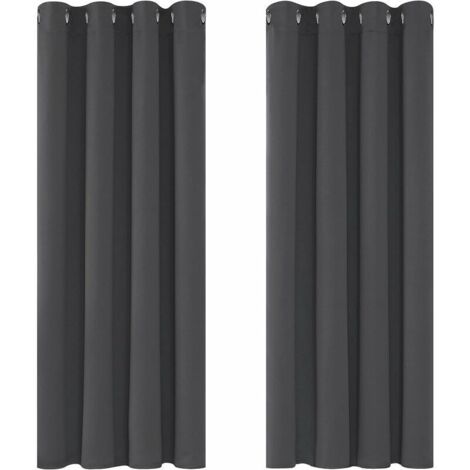 Ikodm – Rideaux occultants isolants thermiques 117x138 cm – 100% polyester – Design à œillets – Protection contre le froid et la lumière – Lot de 2