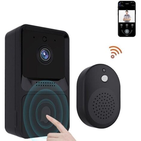 Ikodm – Sonnette caméra sans fil HD – Visiophone avec vision nocturne – Connexion Wi-Fi 2,4 GHz – Enregistrement vidéo – 3 utilisateurs simultanés