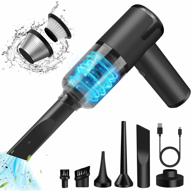 Aspirateur à Main sans Fil, Mini Aspirateur de Voiture 7000PA, Aspirateur, Souffleur et Pompe à Vide 3 en 1, Aspirateur à Main Léger, Rechargeable