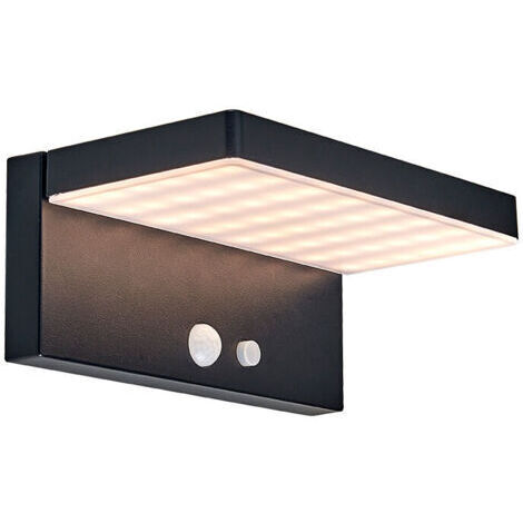 IkodmLumière Solaire Extérieure avec Détecteur de Mouvement 3 Modes Applique LED Étanche IP44 Blanc chaud Lampe Solaire Murale pour Terrasse Jardin Escalier, Aluminium, Motif en bois [Classe énergétiq