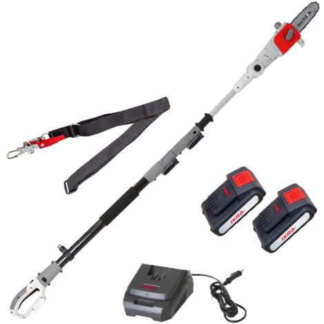 IKRA potatore telescopico ICPS 2020, altezza di lavoro 4 m, incl. 2 batterie 20V, caricabatterie rapido e tracolla