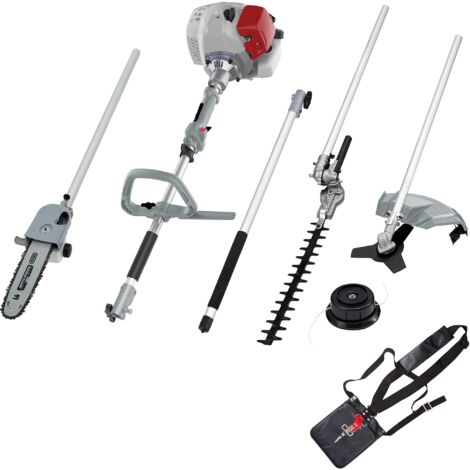 IKRA utensile multifunzione a scoppio 4in1 IBKH 33-1: decespugliatore, tagliabordi, potatore, tagliasiepi telescopico incl. prolunga