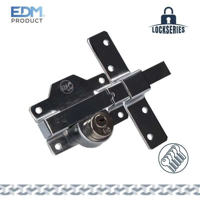 Serratura di sicurezza in nickel - 5 chiavi incluse - 83x170 mm - Alta protezione