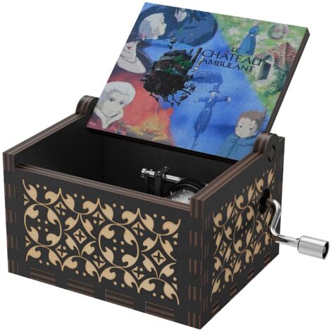 Il castello errante di Howl Anime Theme Merry Go Round of Life Carillon a manovella in legno Nero 1