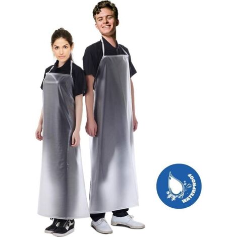 Il grembiule in PVC trasparente e impermeabile ti mantiene pulito e asciutto mentre lavi i piatti, cucini, lavori in laboratorio, macelli o toeletti i cani.