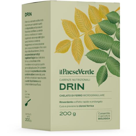 Il Paese Verde Drin Ferro Chelato Microgranulare 200g - Per Piante Contro Ingiallimenti Dovuti Alla Clorosi Ferrica. Consentito In Agricoltura Biologica.