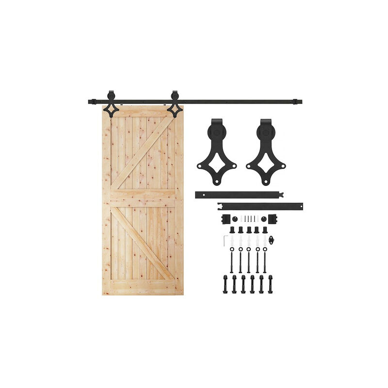 Image of Springos - Il sistema di porta scorrevole da 200 cm, nero, con kit di binari, per un peso fino a 100 kg.