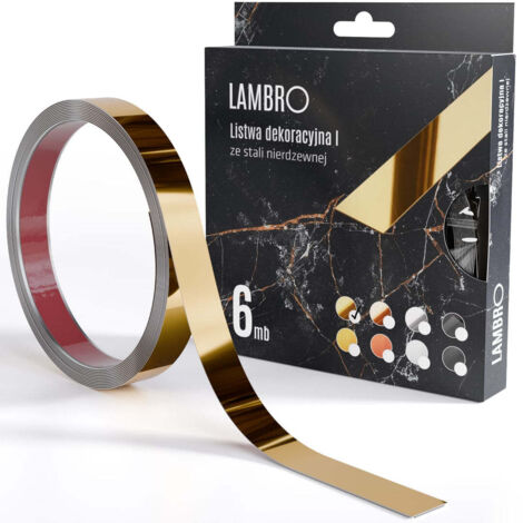 Ilcom dekorativer Streifen I autodesiva aus rostfreiem Stahl 20 mm x 6000 mm x 0,35  - Gold poliert