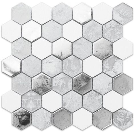 Ilcom glasmosaik auf Netz für Badezimmer oder Küche 30cm x 30cm - Grey lava