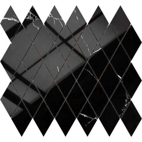Ilcom mosaico in gres su rete per bagno e cucina 29.2 cm x 25cm - Black veins caro