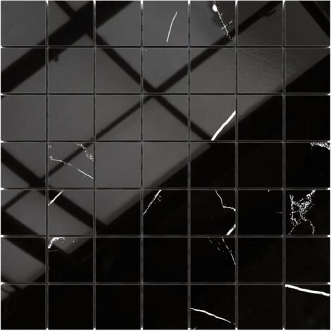 Ilcom mosaico in gres su rete per bagno e cucina 29.2 cm x 29.2 cm - Black veins big cubes