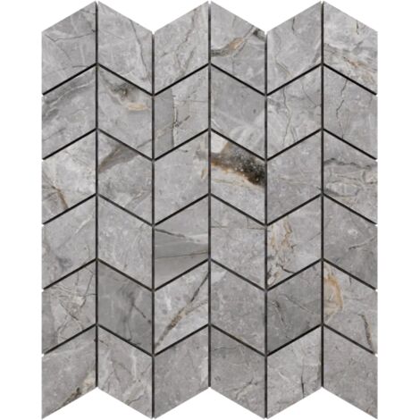 Ilcom mosaico in gres su rete per bagno e cucina R9 29cm x 25.2cm - Slate echo chevron