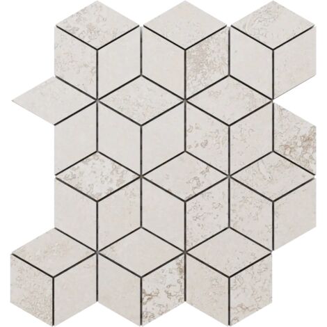 Ilcom mosaico in gres su rete per bagno e cucina R9 30.5cm x 26.5cm - Raw surface 3D cubes