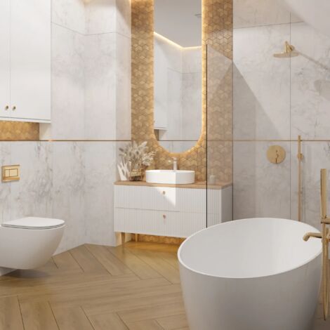 Ilcom mosaico in gres su rete per bagno e cucina R9 30.5cm x 26.5cm - Walnut 3D cubes