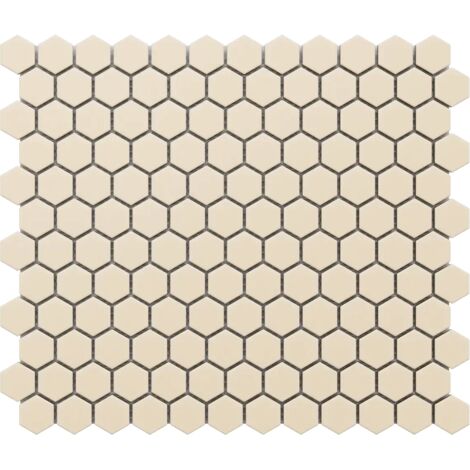 Ilcom mosaïque  en céramique  sur filet pour salle de bain et cuisine 26cm x 30cm - Beige nest