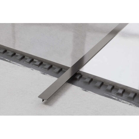 Ilcom profile décoratif Ts avec cache-joint en acier inoxydable rectifié  15mm x 2440mm - Gunmetal