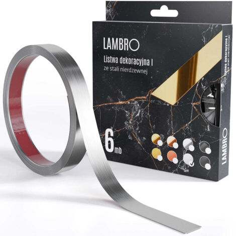 Ilcom striscia decorativa I autodesiva in acciaio inossidabile  20mm x 6000mm x 0,35mm  - Argento satinato