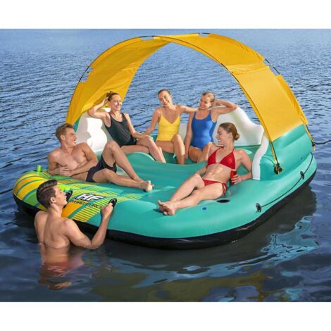 Île de piscine gonflable 5 personnes  Piscine tubulaire Sunny Lounge 291x265x83cm pour enfants et adultes 16457