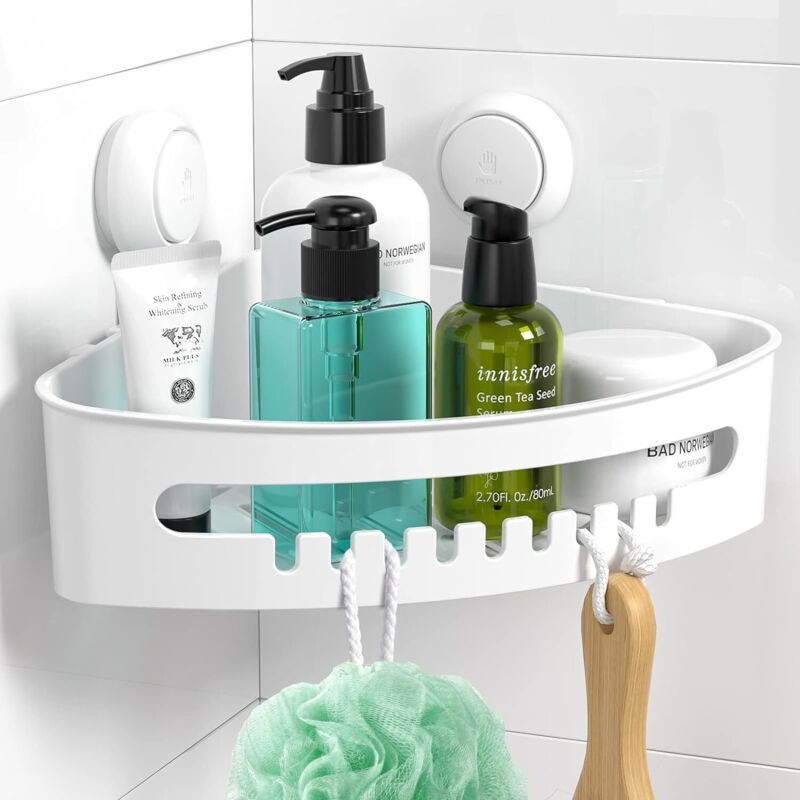 Ilikable Etagère Douche d'Angle Ventouse sans Perçage Etagere Salle de Bain Amovible Serviteur de Douche Cusine Chambre Salon Triangle Panier