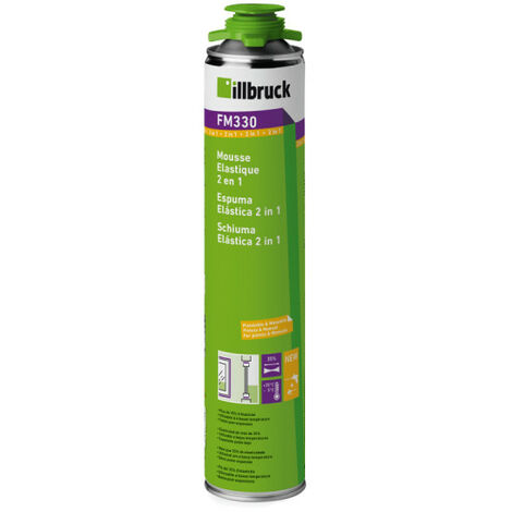 Illbruck – Mousse polyuréthane expansive FM330 – 750ml – Élastique 50% pour joints dilatation – Utilisation 360° – Aérosol 2 en 1