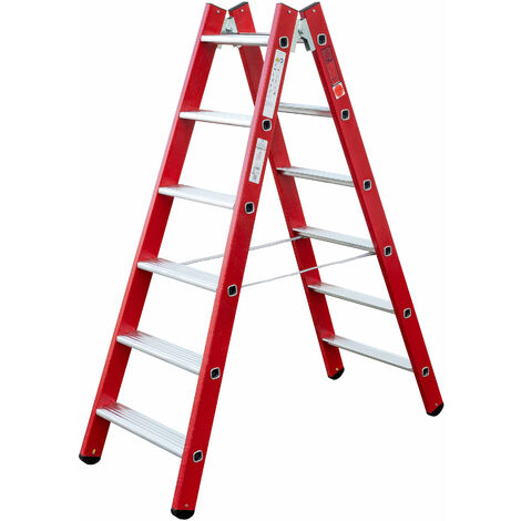 Iller Kunststoff GFK Stehleiter mit Aluminium Stufen 2x6 Stufen