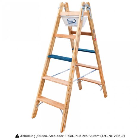 ILLER-LEITER Holz Stufen Stehleiter ERGO Plus 2x7 2107-7
