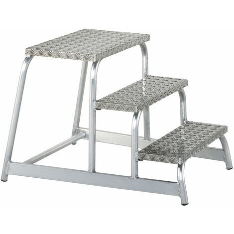 Iller Maschinentritt aus rutschfestem Aluminium Riffelblech 3 Stufen
