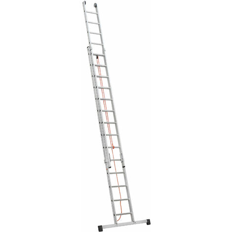 Iller Schiebeleiter in Industriequalität mit Seilzug und Traverse 2x20 Sprossen