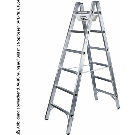 Iller Sprossenstehleiter mit 2x20 Sprossen 6,9m AH und Werkzeugablage