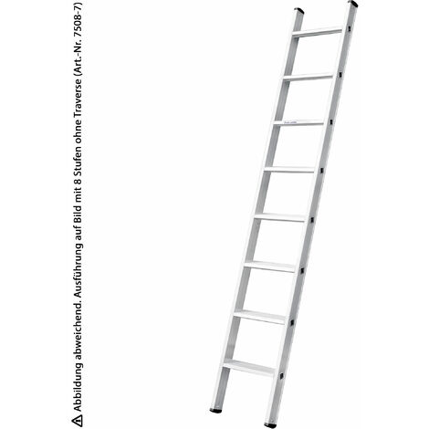 Iller Stufen-Anlegeleiter Alu Ergo Plus mit Traverse und 16 Stufen 5,45m AH