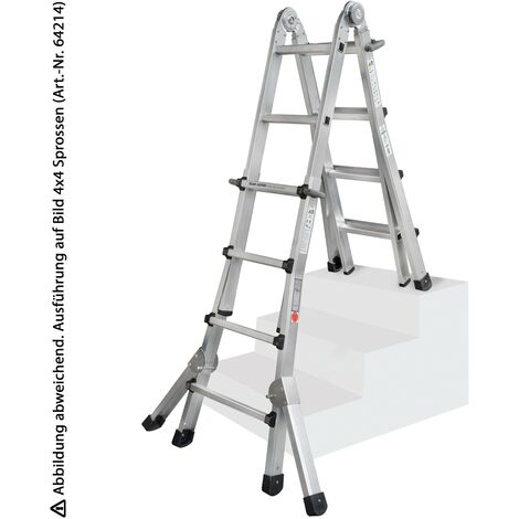 Iller Teleskopleiter, beidseitig begehbar mit Dreiecksausleger, 4x6 Sprossen und 7,10m AH