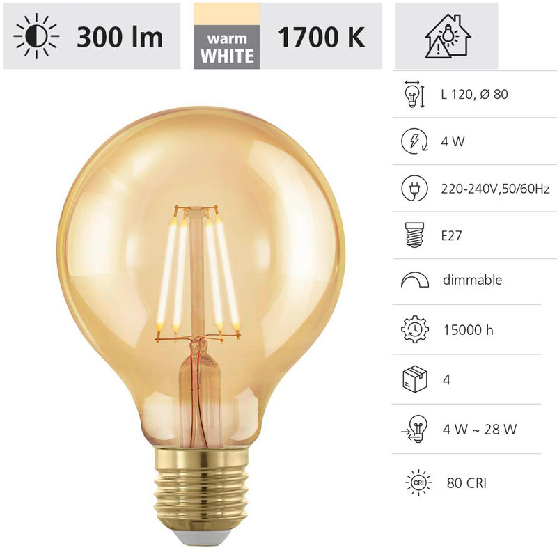 Illuminante led E27 l: 12 cm ø: 8 cm dimmerabile