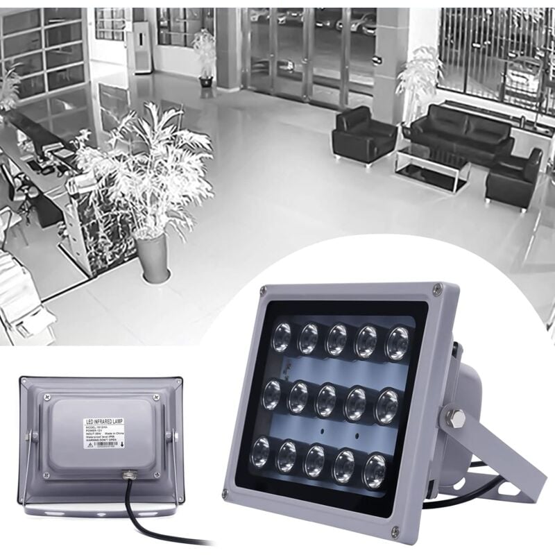 Illuminateur infrarouge 15 led Angle de 45 ° pour vision nocturne Étanche 100 m Projecteur infrarouge led pour caméra de vidéosurveillance