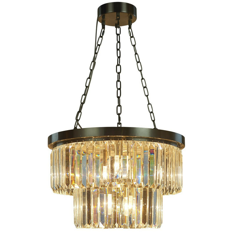 Illuminati Lighting - Illuminati Crystalline Petite Suspension led Ronde Bronze Antique, Cristal