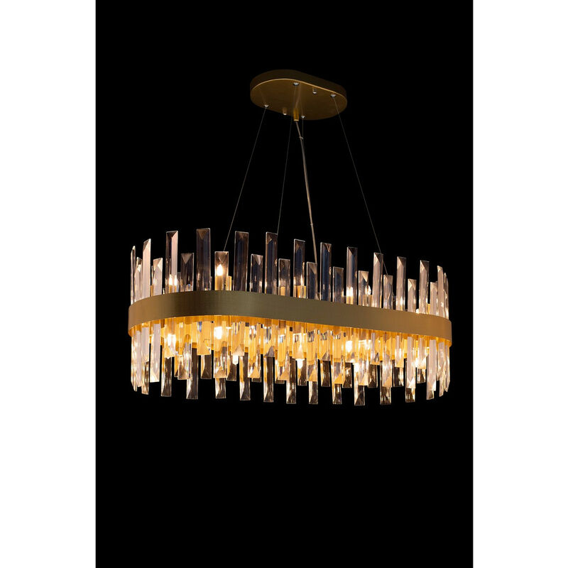 Illuminati Zenna Suspension LED Ovale Or Satiné, Cristal Clair