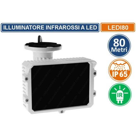 ILLUMINATORE FARO LED NOTTURNO INFRAROSSI IR 80 METRI DA ESTERNO PER TELECAMERE