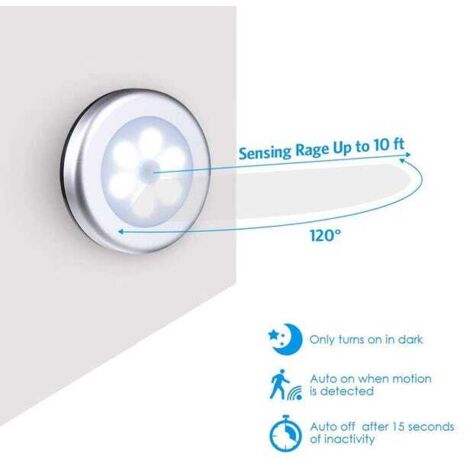 Illuminazione con sensore di movimento, luce notturna a LED a batteria, luce per gradini, luce per ripostigli delle scale, luce sotto la luce bianca