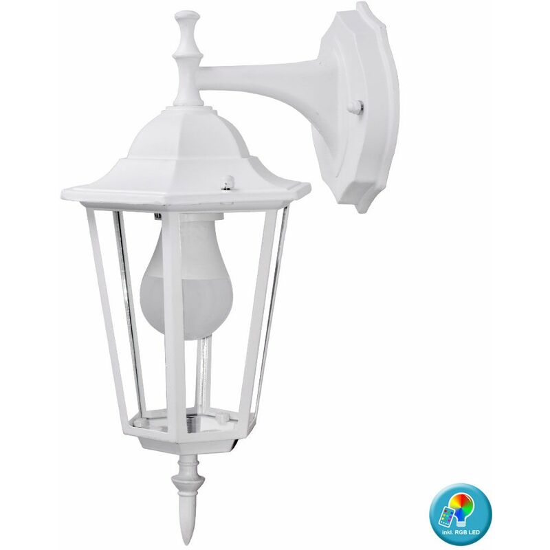 Image of Lampada da parete illuminazione da giardino lampada in vetro dimmerabile telecomando in un set con lampadine led rgb