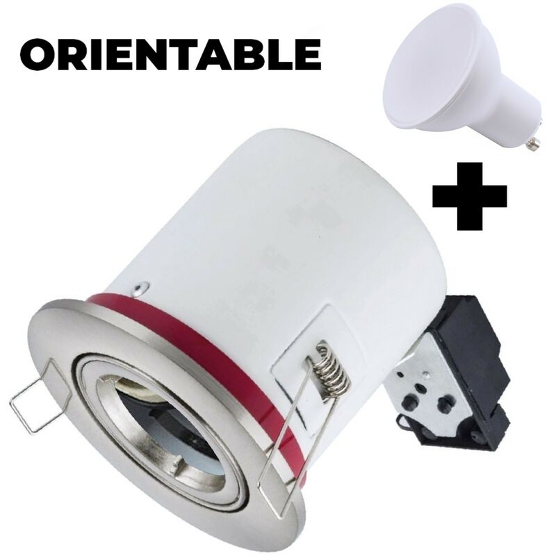 Bbc Faretto orientabile IP20 in acciaio inox + lampadina GU10 5W bianco caldo + portalampada