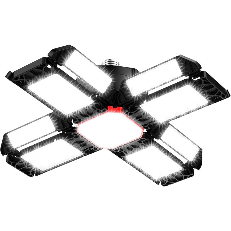 Luz de taller led de 200W iluminación de garaje 1 pieza - Luz de techo deformable 20000LM 6500K con 12 paneles ajustables